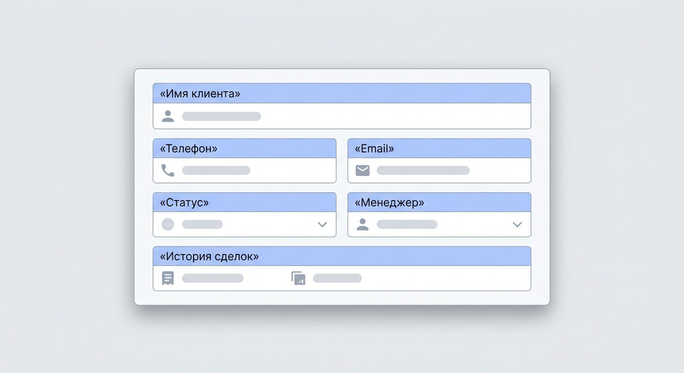 Карточка клиента в CRM-системе с подписями основных полей