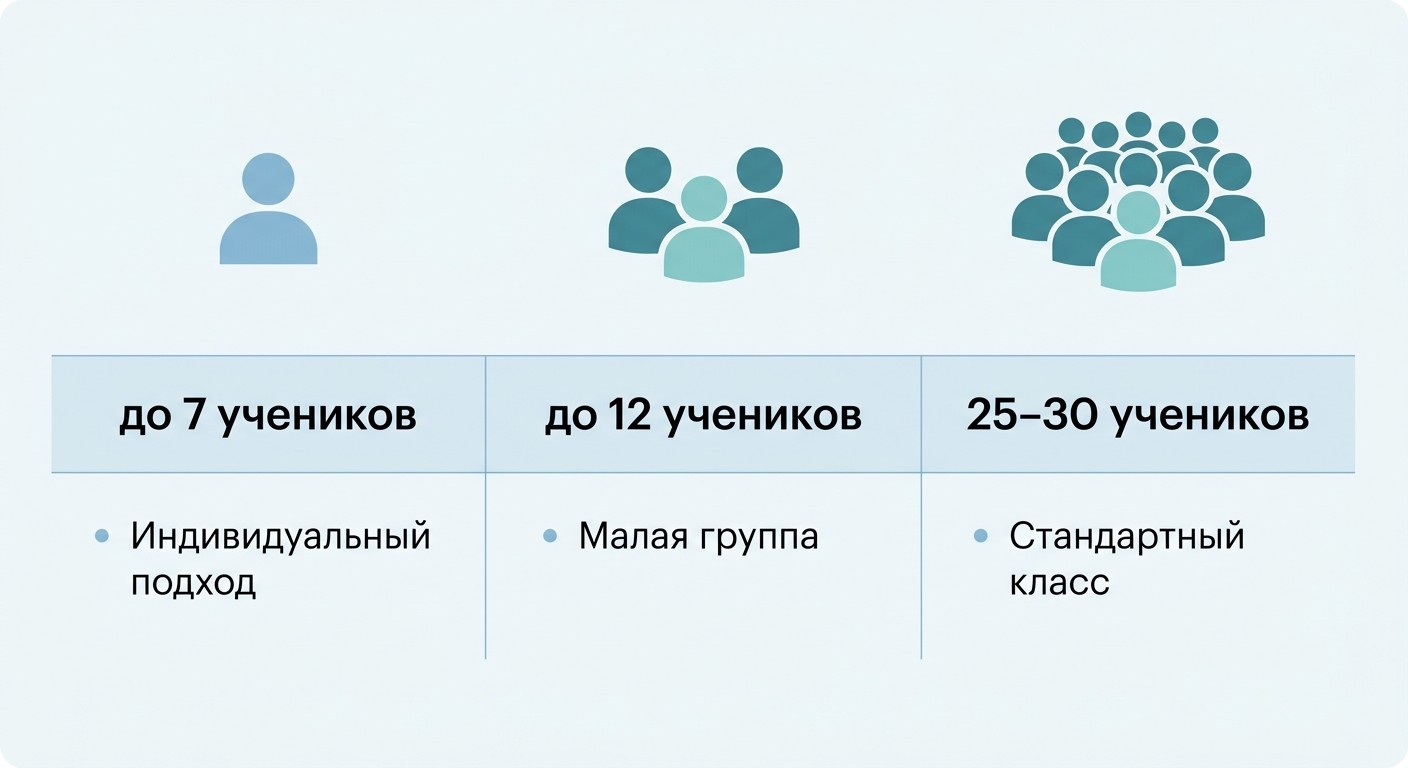Инфографика сравнения размера класса в онлайн-школах России