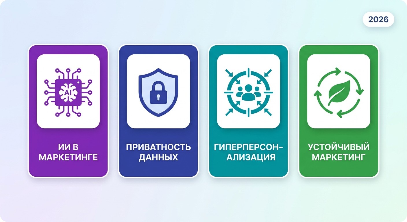 Четыре тренда маркетинга в 2026 году — ИИ, приватность данных, персонализация и устойчивость