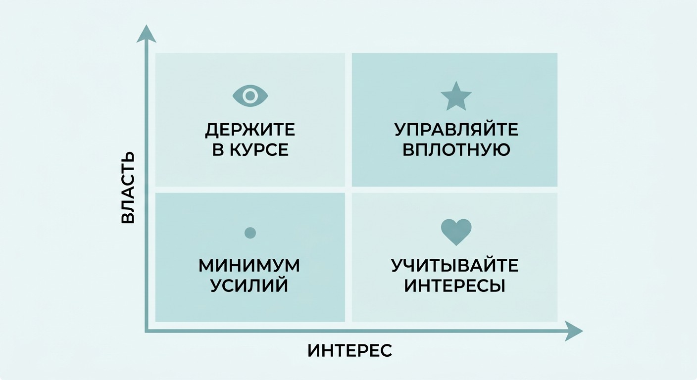 Матрица власть-интерес для управления стейкхолдерами проекта