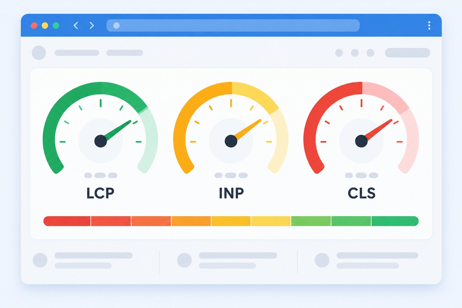 PageSpeed Insights с показателями LCP, INP и CLS для технического SEO